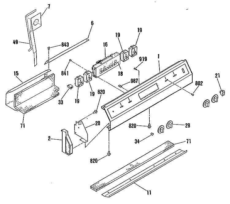 Section Diagram and Parts List for JDP36GP1  General Electric Range