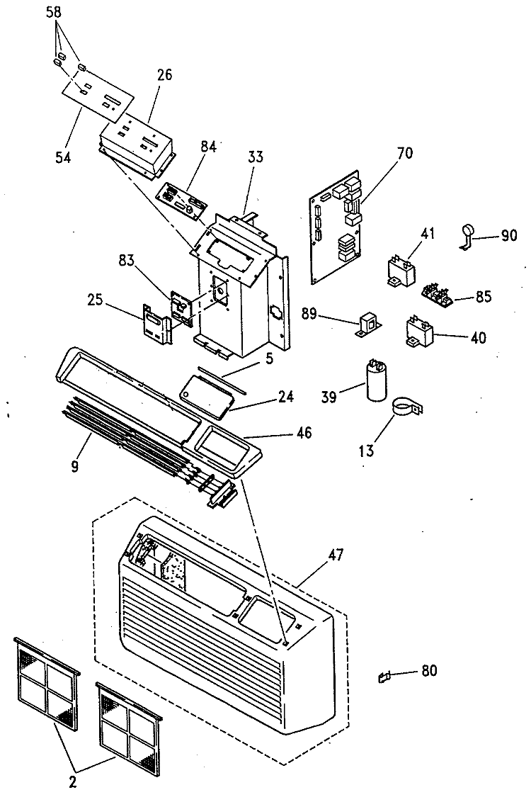 Section Diagram and Parts List for AZ26E06EACV1  General Electric Air Conditioner