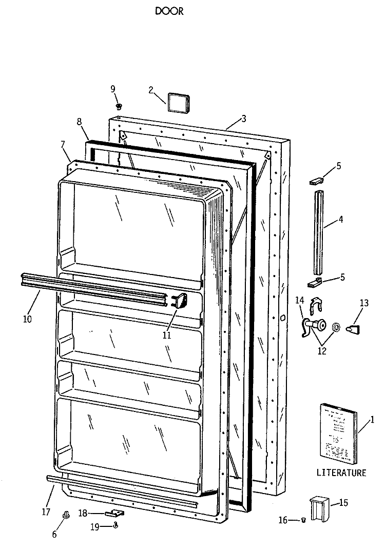 DOOR Diagram and Parts List for FF16DSARWH  General Electric Freezer