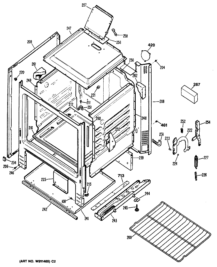 Section Diagram and Parts List for JGBS02PN2  General Electric Range