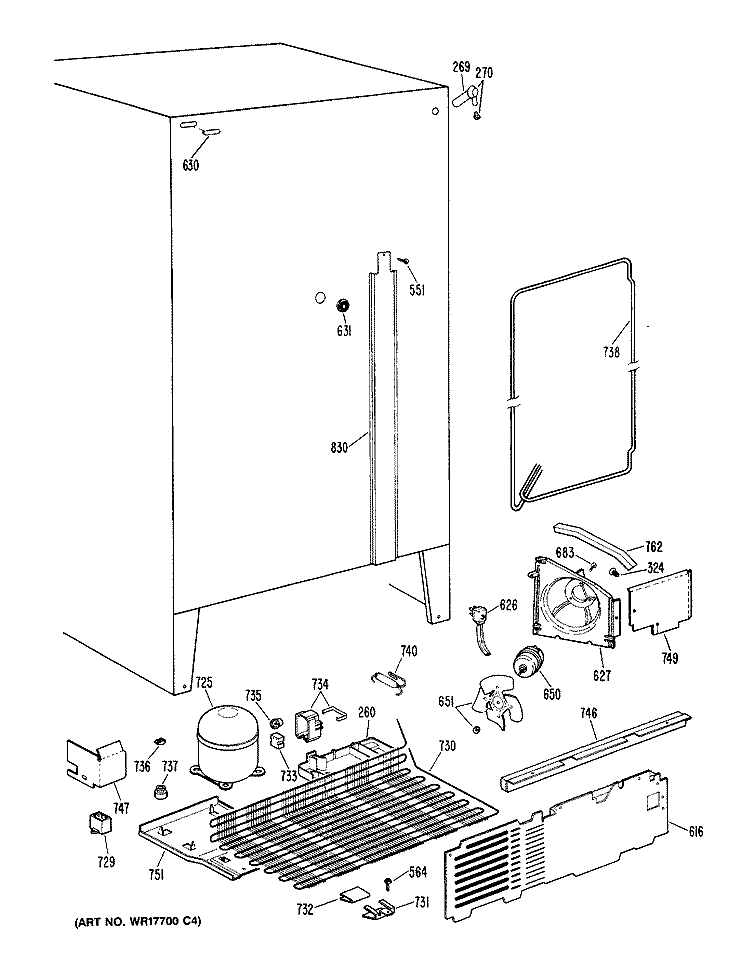 Section Diagram and Parts List for TFX20ZRAAD  General Electric Refrigerator