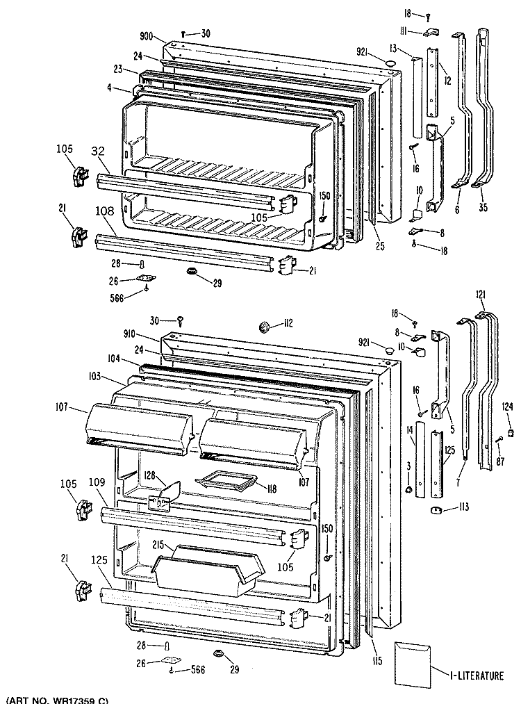 Section Diagram and Parts List for TBX18GPARAD  General Electric Refrigerator