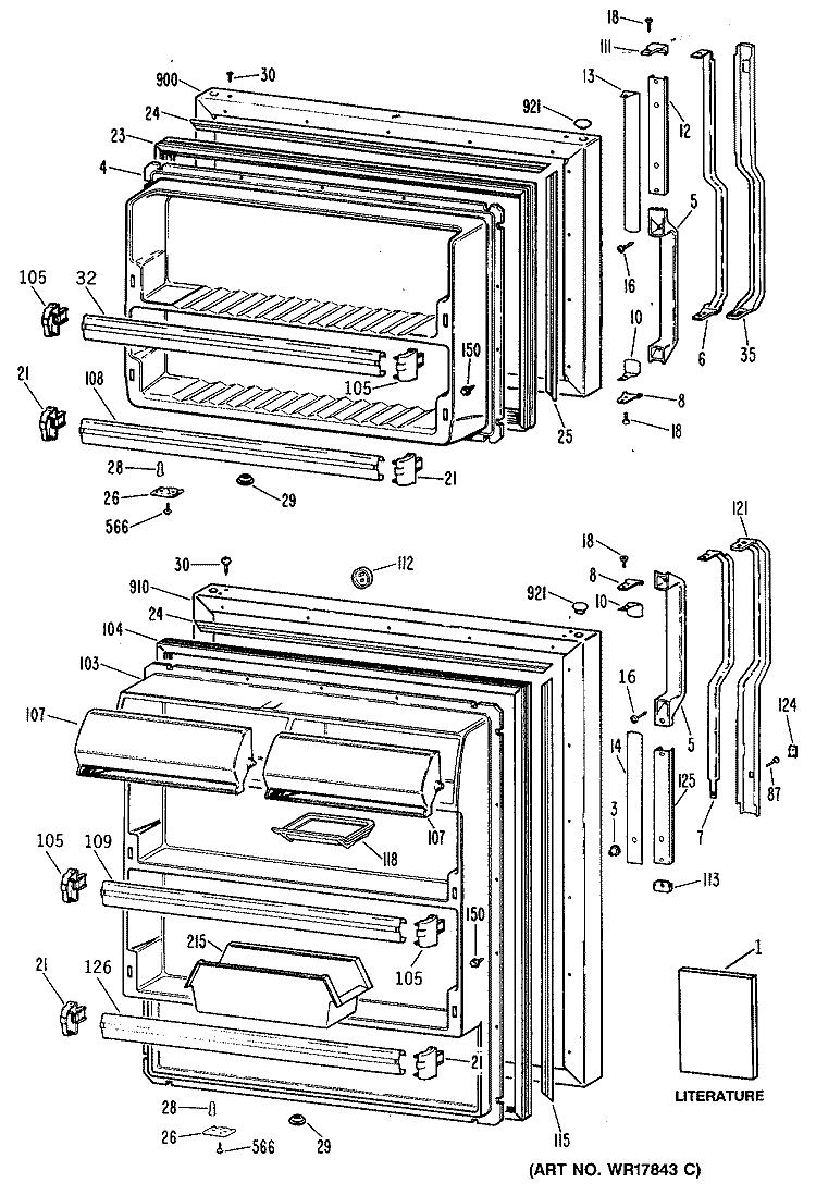 Section Diagram and Parts List for TBX18JPWRAD  General Electric Refrigerator
