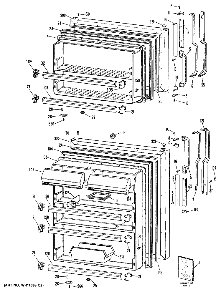 Section Diagram and Parts List for TBX18ZPARAD  General Electric Refrigerator
