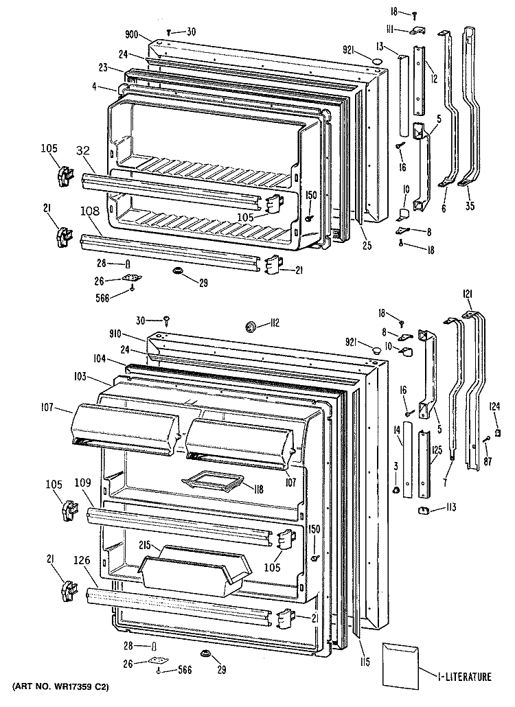 Section Diagram and Parts List for TBX18KRBRAD  General Electric Refrigerator