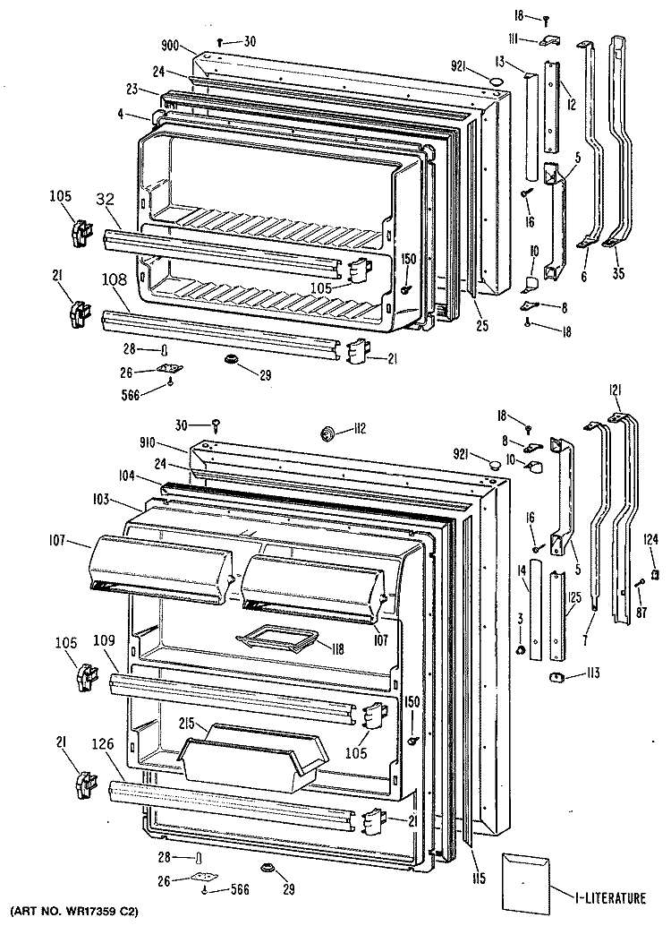 Section Diagram and Parts List for TBX21TRBRAD  General Electric Refrigerator