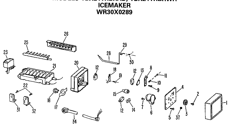 ICEMAKER Diagram and Parts List for TBX21TRBRAD  General Electric Refrigerator