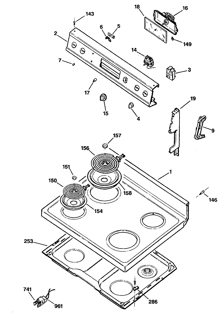 Section Diagram and Parts List for JBS16G*R3  General Electric Range