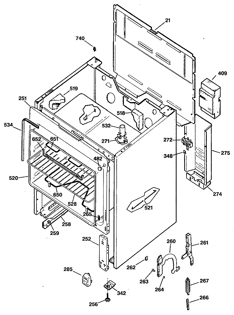 Section Diagram and Parts List for JBS16G*R3  General Electric Range