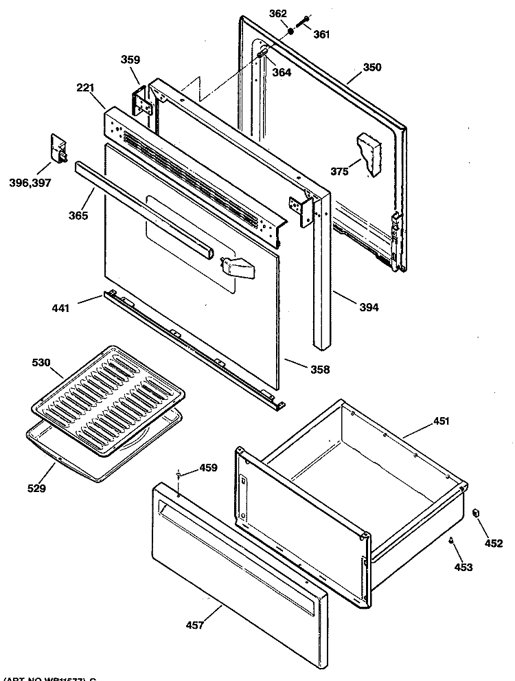 Section Diagram and Parts List for JBS06GS2  General Electric Range