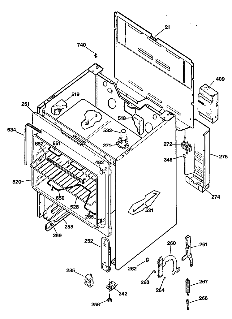 Section Diagram and Parts List for JBS03GS2  General Electric Range