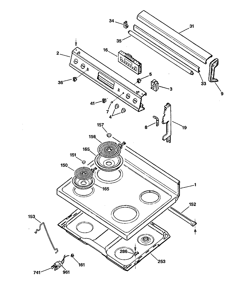 Section Diagram and Parts List for JBP56GS2  General Electric Range