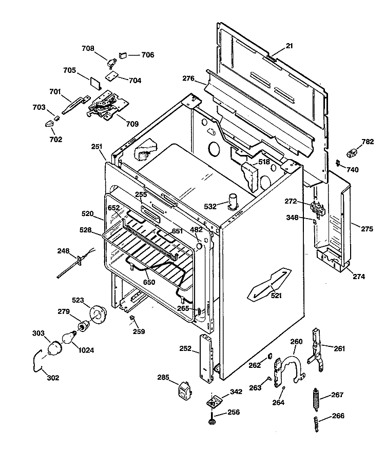 Section Diagram and Parts List for JBP56GS2  General Electric Range