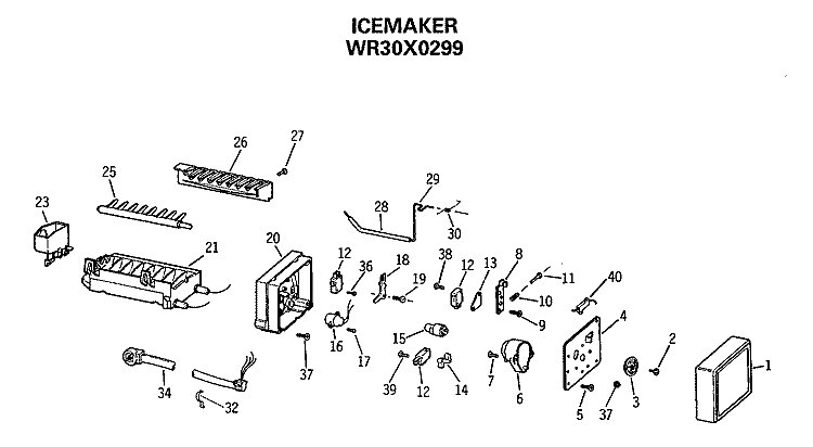 WR30X0299 Diagram and Parts List for TFG20JRSBWW  General Electric Refrigerator
