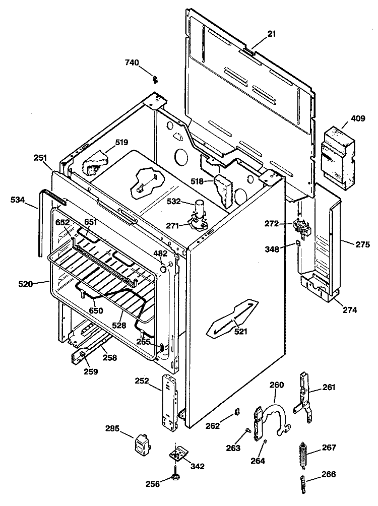 Section Diagram and Parts List for JBS07T1  General Electric Range