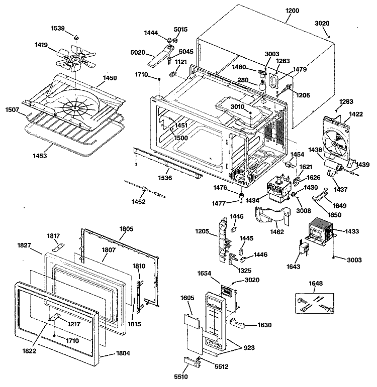Section Diagram and Parts List for JE1468L01  General Electric Microwave
