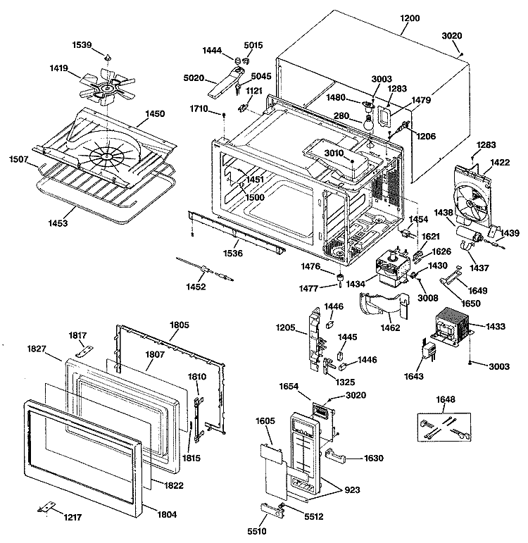Section Diagram and Parts List for JE1468L02  General Electric Microwave
