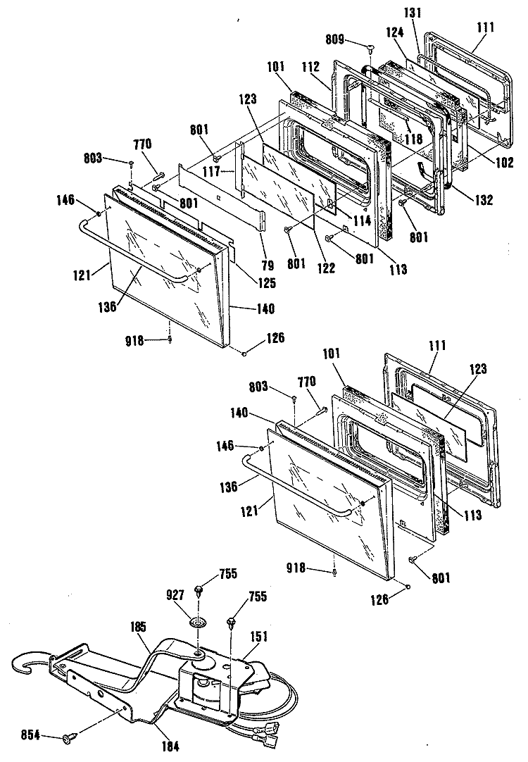 Section Diagram and Parts List for JKP26GP3BG  General Electric Wall Oven