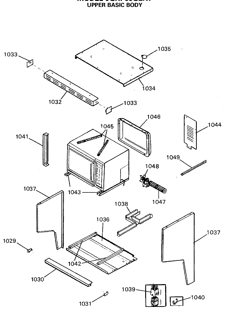 UPPER BASIC BODY Diagram and Parts List for JGHP66GEN7  General Electric Range
