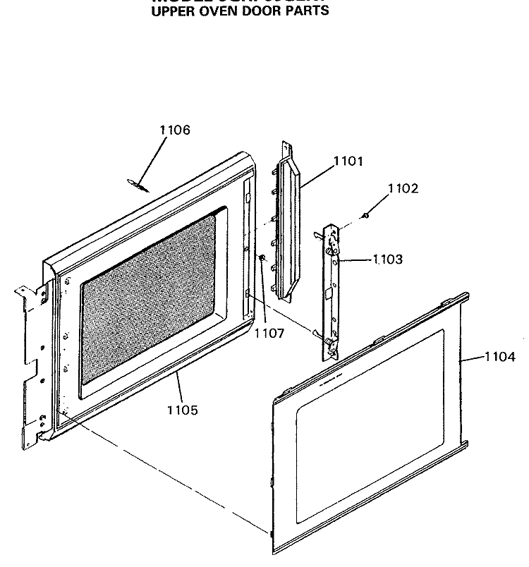 UPPER OVEN DOOR PARTS Diagram and Parts List for JGHP66GEN7  General Electric Range