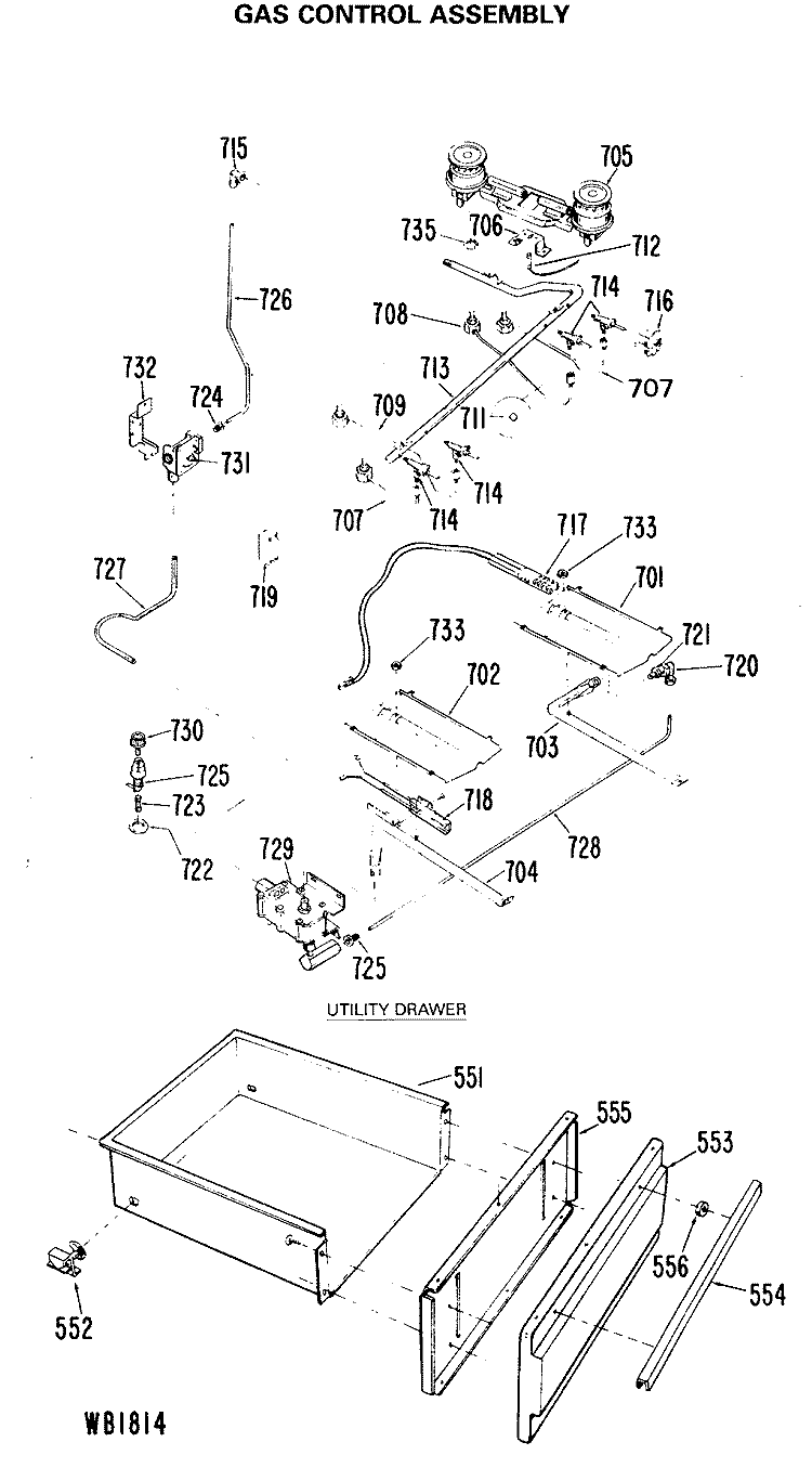 GAS CONTROL ASSEMBLY Diagram and Parts List for JGHP66GEN7  General Electric Range