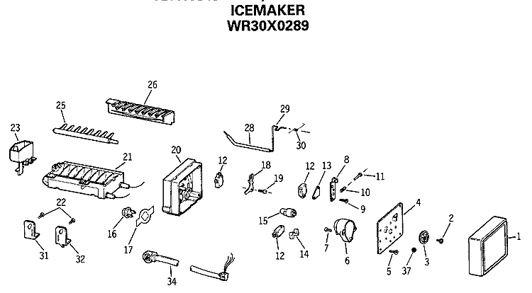 ICEMAKER Diagram and Parts List for TBX18DASARAD  General Electric Refrigerator