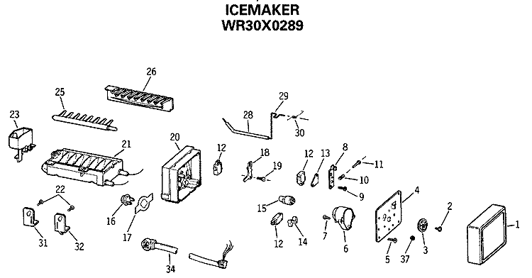 ICEMAKER Diagram and Parts List for TBX18JASARWH  General Electric Refrigerator