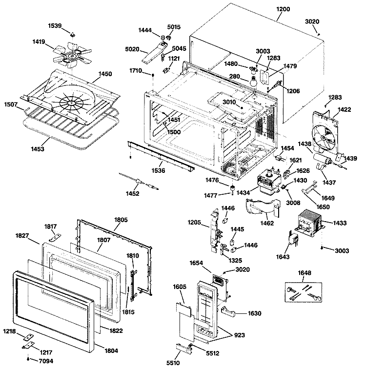 Section Diagram and Parts List for JE1468L03  General Electric Microwave