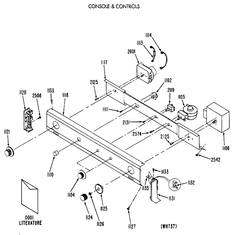 CONSOLE & CONTROLS Diagram and Parts List for WSM2700RCW  General Electric Washer Dryer Combo