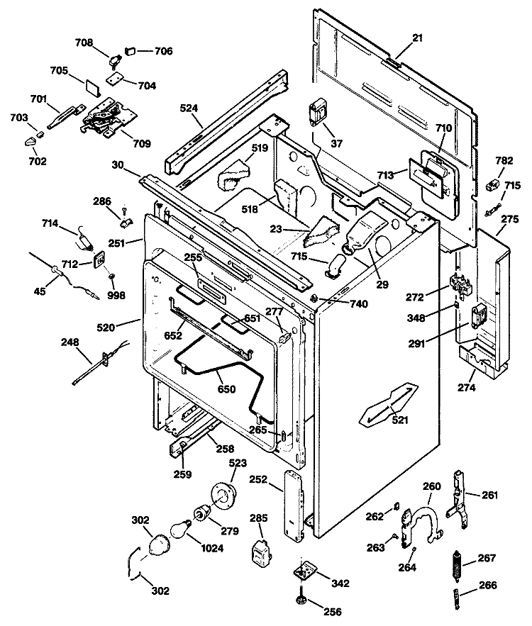 Section Diagram and Parts List for JBP75WS2  General Electric Range