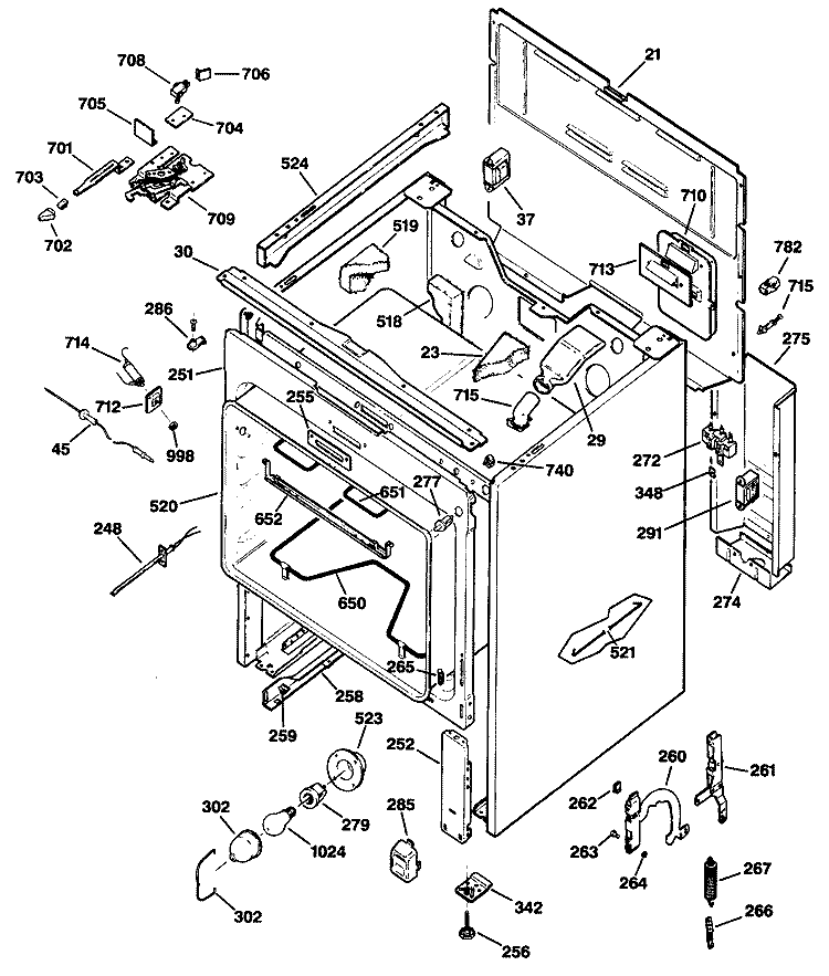 Section Diagram and Parts List for JBP65GS2AD  General Electric Range