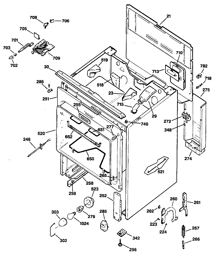 Section Diagram and Parts List for JBP75GS3WH  General Electric Range