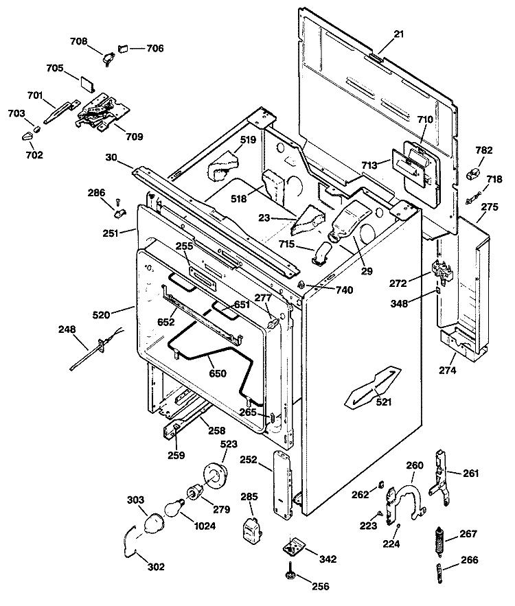 Section Diagram and Parts List for JBP75WV1  General Electric Range