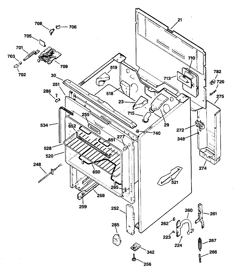 Section Diagram and Parts List for JBP60GV1WH  General Electric Range