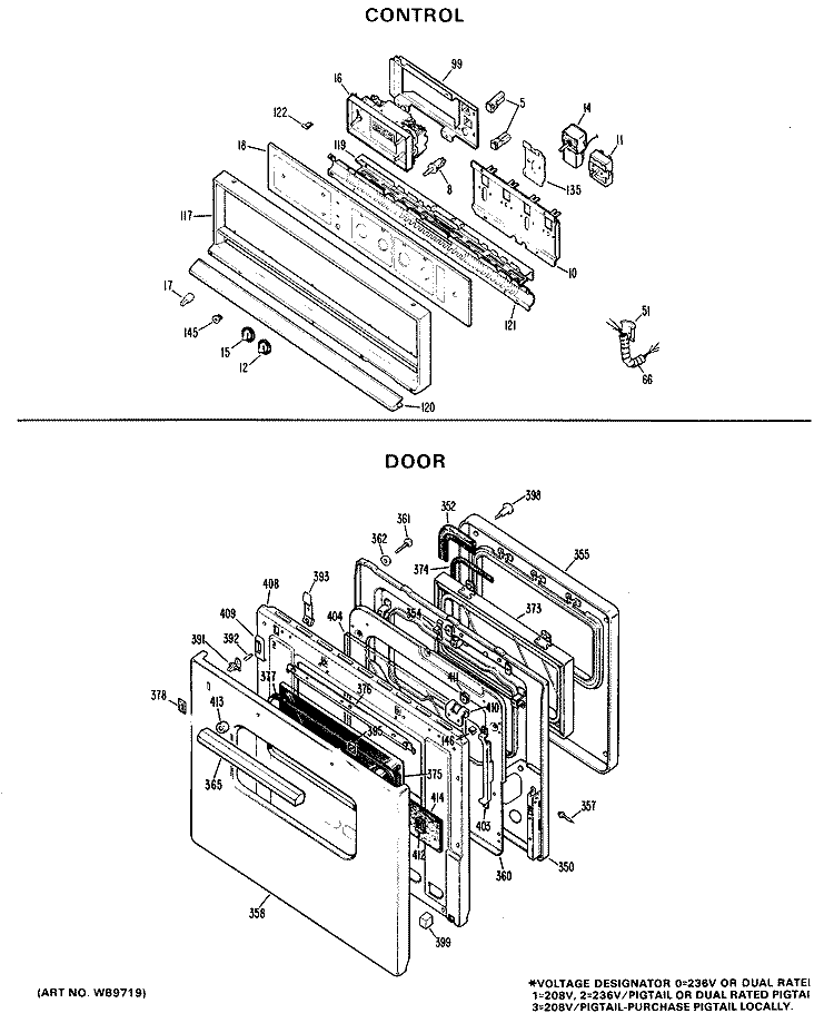CONTROL Diagram and Parts List for RK747*D1  Hotpoint Wall Oven