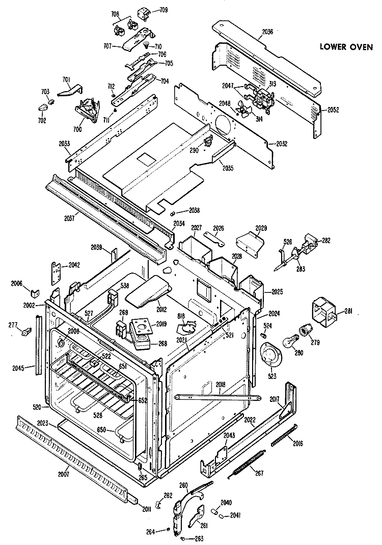 LOWER OVEN Diagram and Parts List for RK777G*D1  Hotpoint Wall Oven