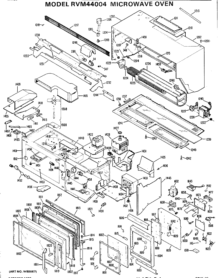 MICROWAVE OVEN Diagram and Parts List for RVM44004  Hotpoint Microwave