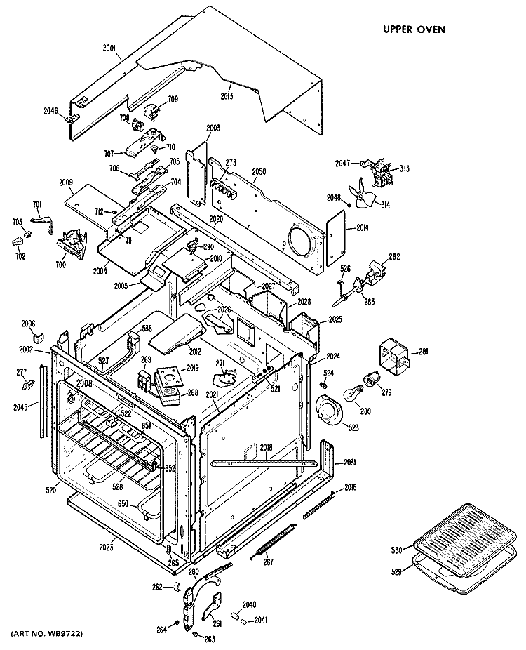 UPPER OVEN Diagram and Parts List for RK767G*D1  Hotpoint Wall Oven