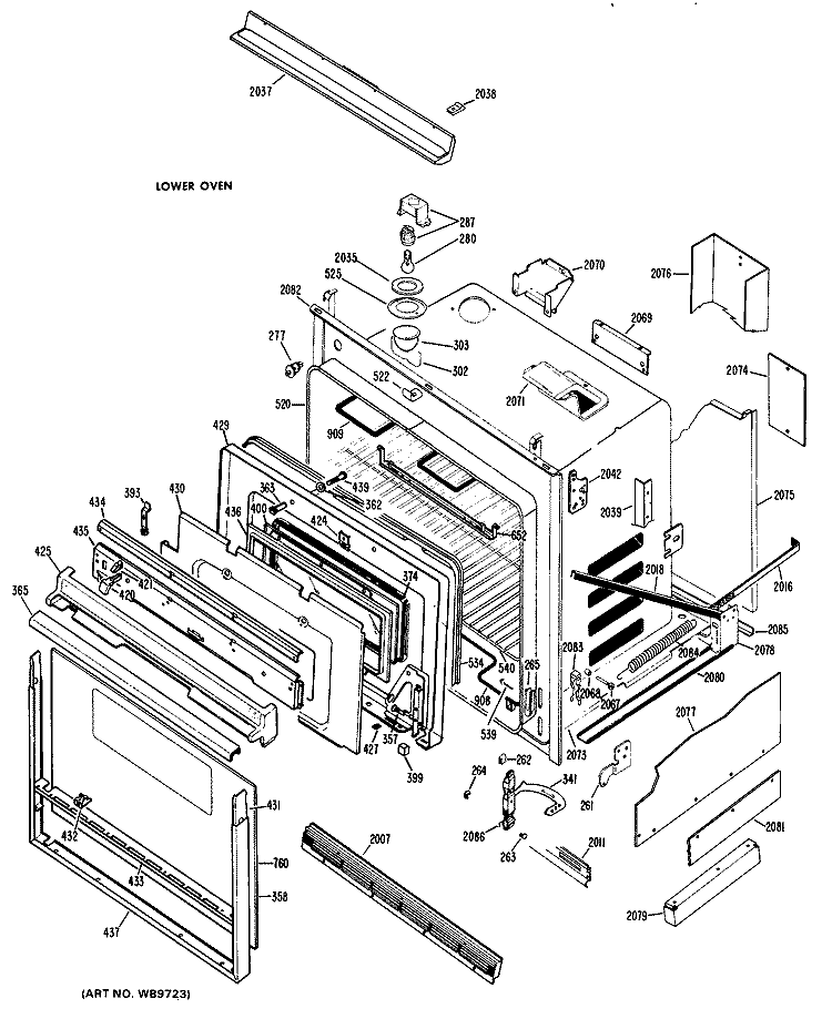 LOWER OVEN Diagram and Parts List for RK767G*D1  Hotpoint Wall Oven