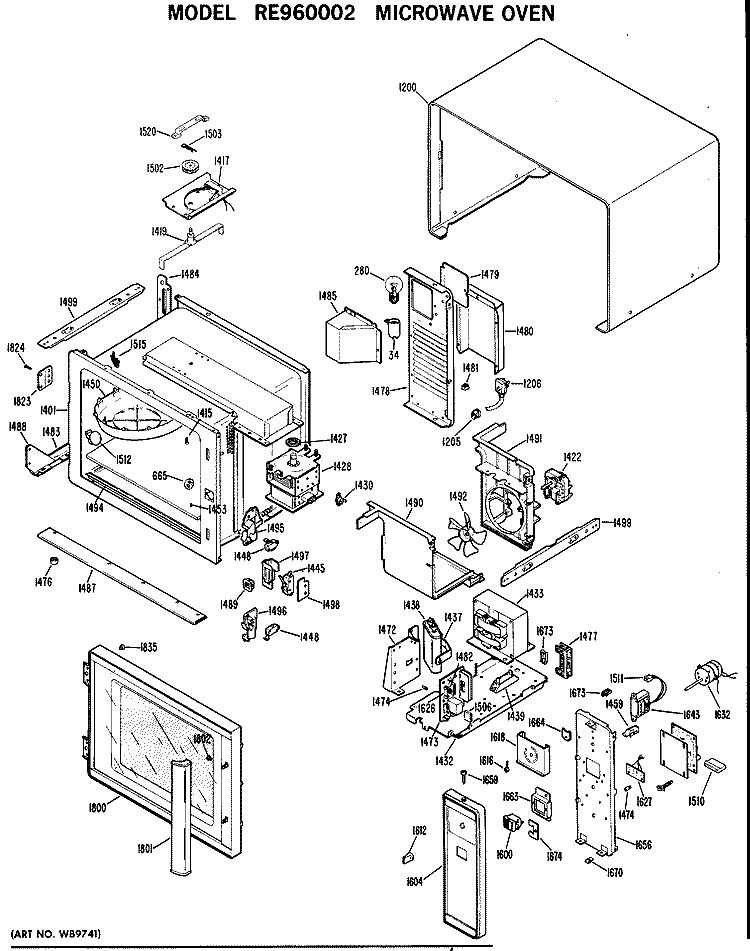 MICROWAVE OVEN Diagram and Parts List for RE960002  Hotpoint Microwave