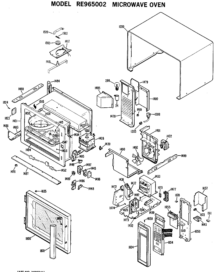 MICROWAVE OVEN Diagram and Parts List for RE965002  Hotpoint Microwave