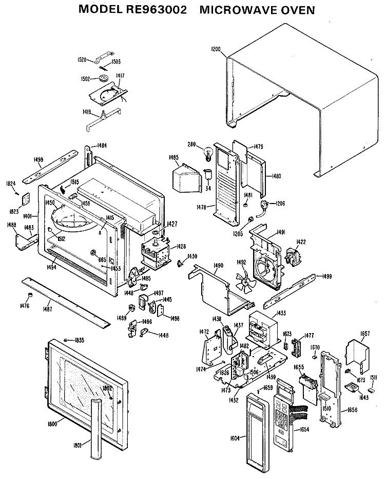 MICROWAVE OVEN Diagram and Parts List for RE963002  Hotpoint Microwave