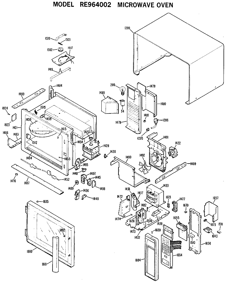 MICROWAVE OVEN Diagram and Parts List for RE964002  Hotpoint Microwave