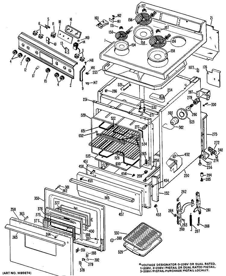 Section Diagram and Parts List for RB636*F1  Hotpoint Range