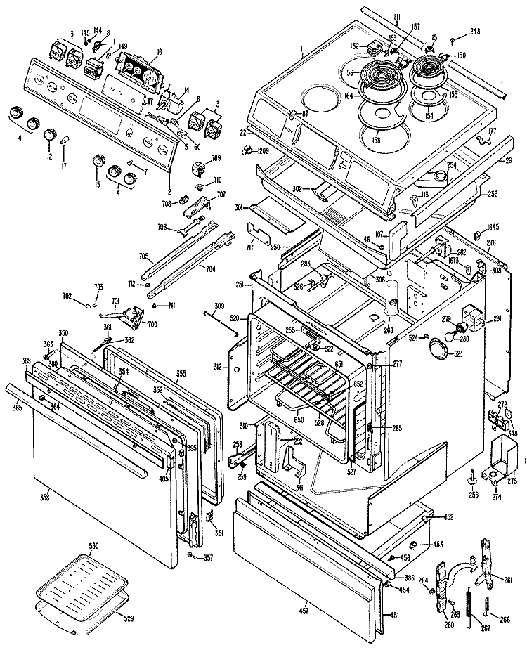 Section Diagram and Parts List for RS742*05  Hotpoint Range