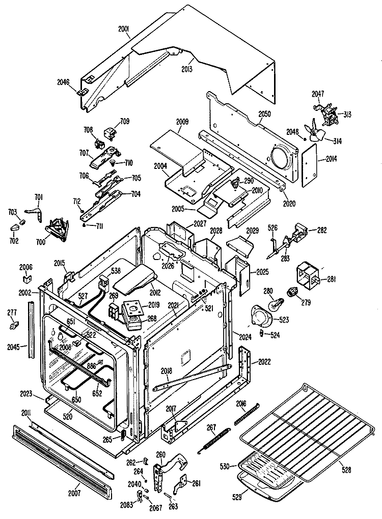 Section Diagram and Parts List for RJ742G*T7  Hotpoint Wall Oven