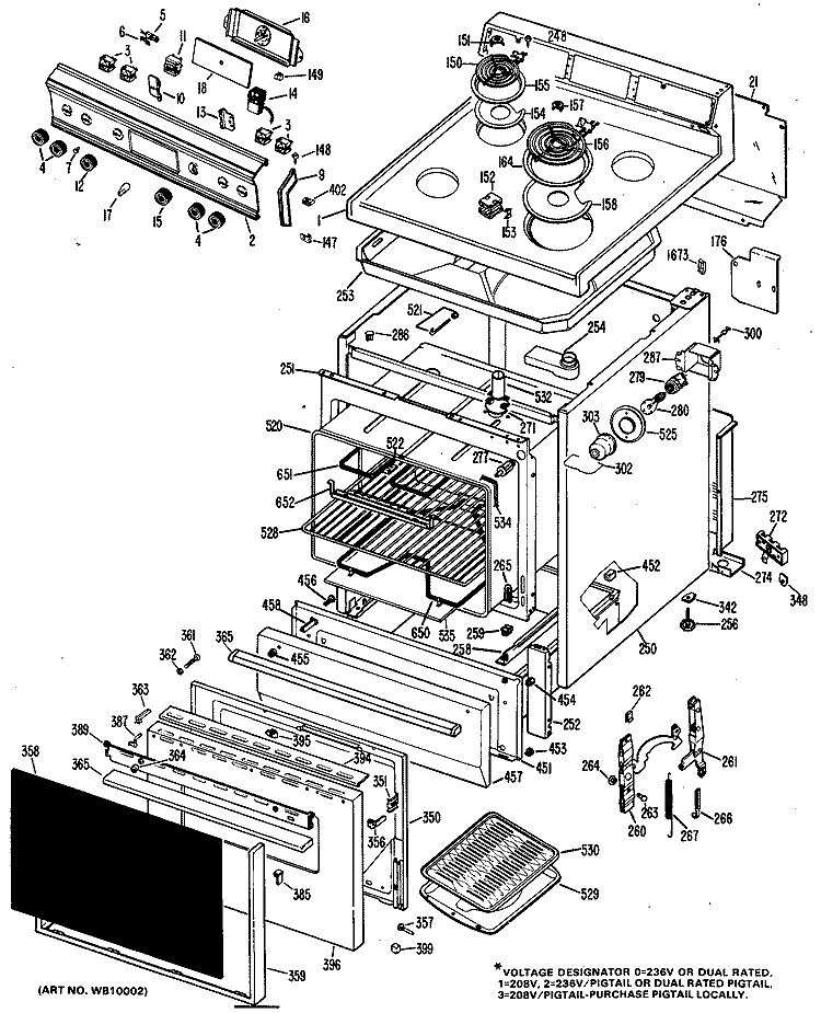 Section Diagram and Parts List for RB632G*F1  Hotpoint Range