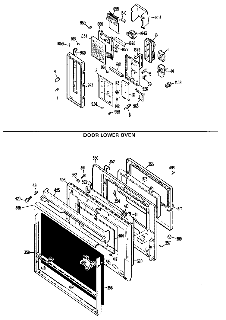 DOOR LOWER OVEN Diagram and Parts List for RK960G*03  Hotpoint Microwave Oven Combo
