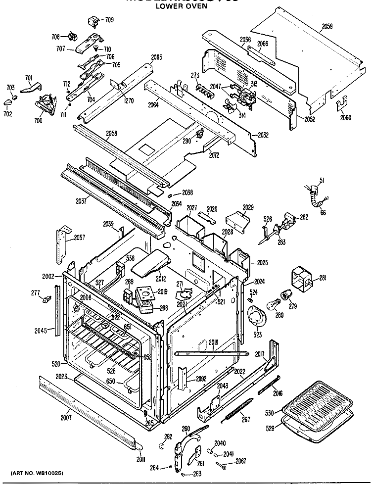 LOWER OVEN Diagram and Parts List for RK960G*03  Hotpoint Microwave Oven Combo