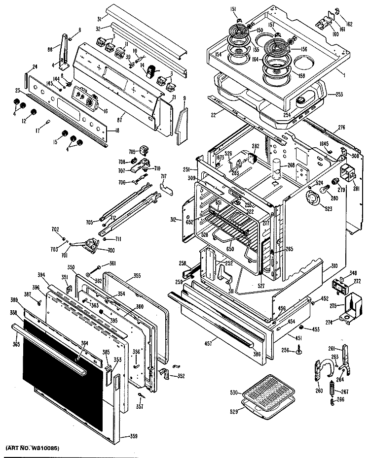 Section Diagram and Parts List for RB735G*A6  Hotpoint Range